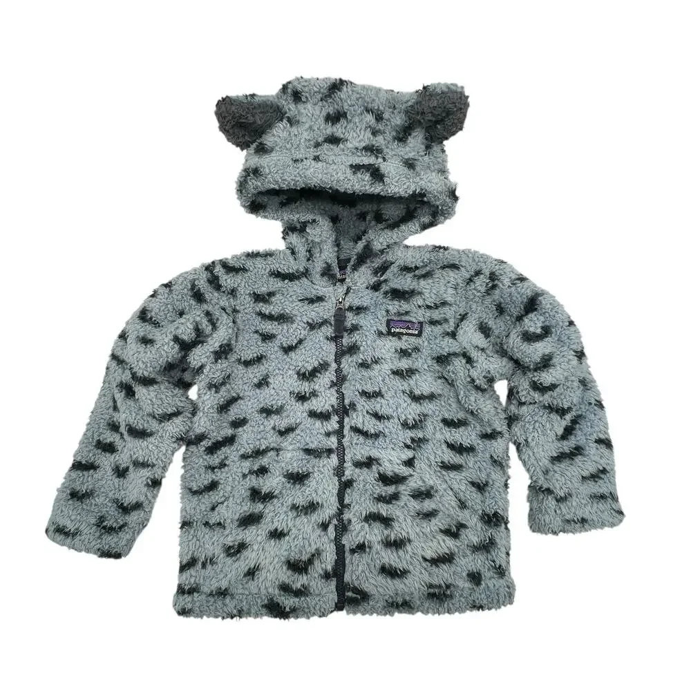 Patagonia Baby Furry Friends Hoody Snowy Light‎ Plume Grey Dot Zip Up Jacket 2T